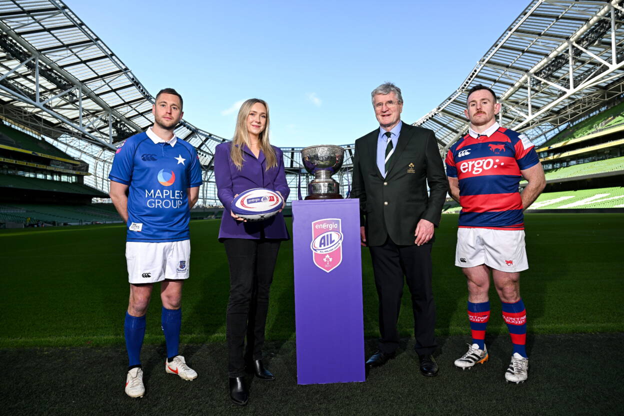 Energia's Lorna Danaher and IRFU President John O'Driscoll joined the captains at a photocall