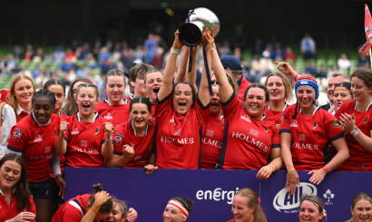 The UL Bohemian players celebrate with the trophy