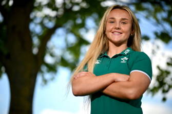 6 May 2026; Aoife Dalton during an Ireland Women Rugby media conference at the IRFU High Performance Centre in Dublin. Photo by Shauna Clinton/Sportsfile