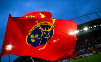 A view of Munster flags at Thomond Park